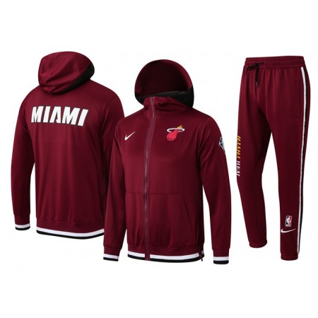 Men's Miami Heat 75th Anniversary Burgundy Performance Showtime Full-Zip Hoodie Jacket And Pants Suit
