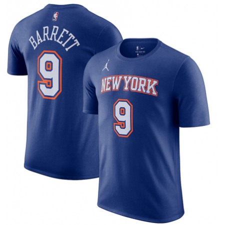 New Yok Knicks #9 RJ Barrett Blue Statement Name & Number T-Shirt