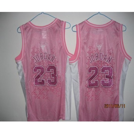Bulls #23 Michael Jordan Pink Women Fashion Stitched NBA Jersey