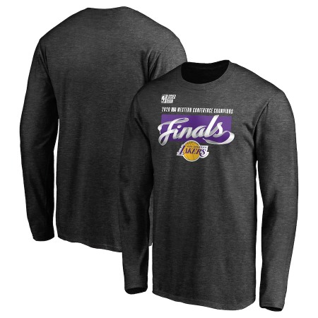 Men's Los Angeles Lakers 2020 Heather Charcoal Western Conference Champions Locker Room Long Sleeve T-Shirt