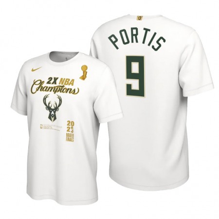 Men's Milwaukee Bucks #9 Bobby Portis 2021 White Finals Champions Locker Room T-Shirt