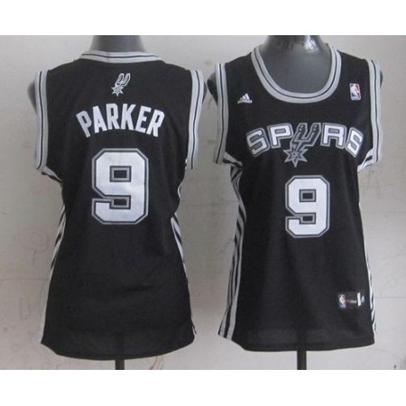 Spurs #9 Tony Parker Black Women's Road Stitched NBA Jersey