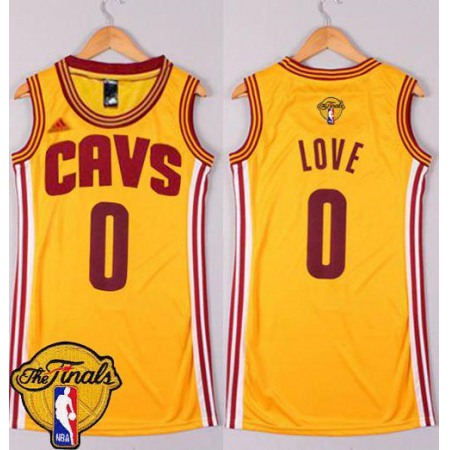 Cavaliers #0 Kevin Love Gold The Finals Patch Women's Dress Stitched NBA Jersey