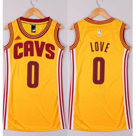 Cavaliers #0 Kevin Love Gold Women's Dress Stitched NBA Jersey
