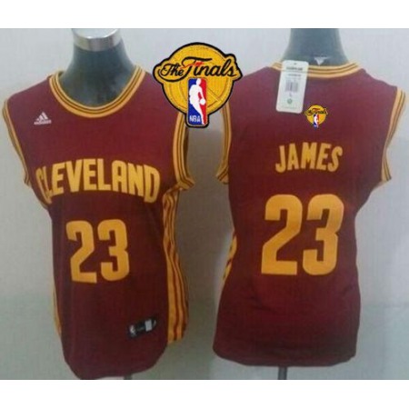 Cavaliers #23 LeBron James Red The Finals Patch Women's Road Stitched NBA Jersey