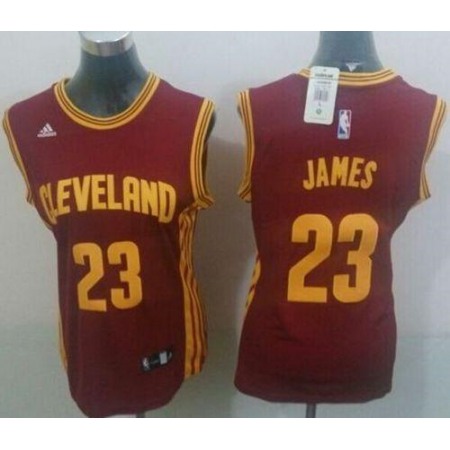 Cavaliers #23 LeBron James Red Women's Road Stitched NBA Jersey
