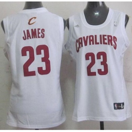 Cavaliers #23 LeBron James White Women's Fashion Stitched NBA Jersey