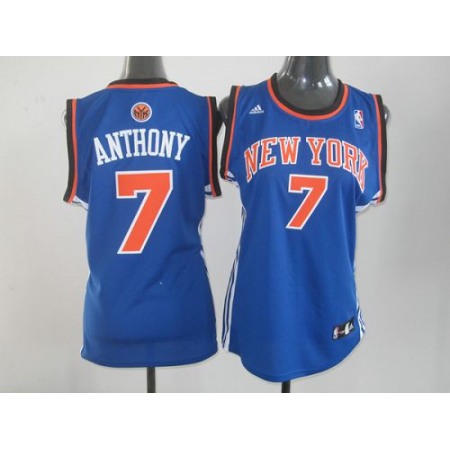 Knicks #7 Carmelo Anthony Blue Women's Road Stitched NBA Jersey