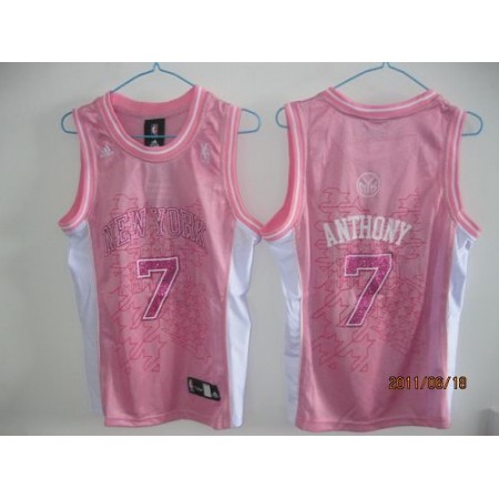 Knicks #7 Carmelo Anthony Pink Women Fashion Stitched NBA Jersey