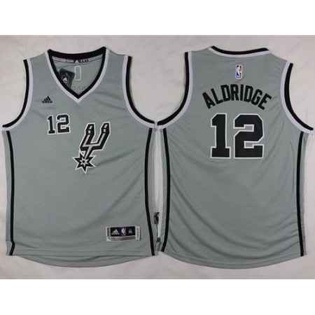 Spurs #12 LaMarcus Aldridge Grey Youth Stitched NBA Jersey