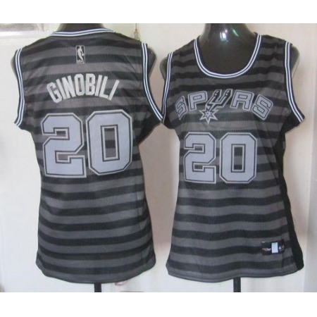 Spurs #20 Manu Ginobili Black/Grey Women's Groove Stitched NBA Jersey