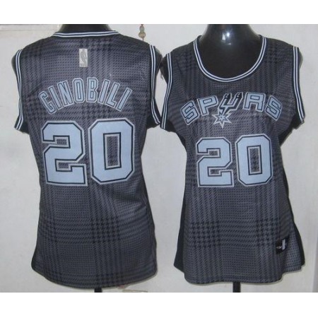 Spurs #20 Manu Ginobili Black Women's Rhythm Fashion Stitched NBA Jersey