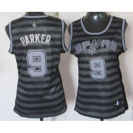 Spurs #9 Tony Parker Black/Grey Women's Groove Stitched NBA Jersey