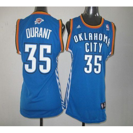 Thunder #35 Kevin Durant Blue Women's Road Stitched NBA Jersey
