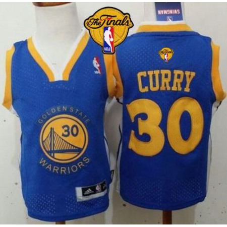 Toddler Warriors #30 Stephen Curry Blue The Finals Patch Stitched NBA Jersey