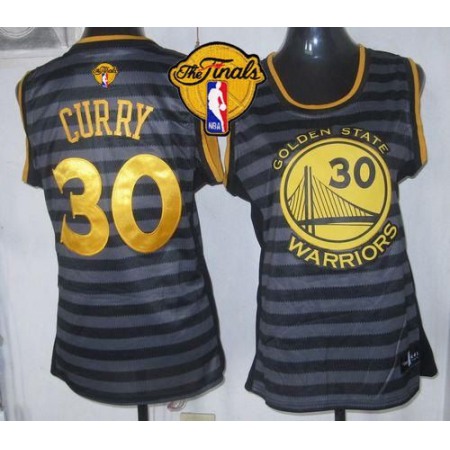 Warriors #30 Stephen Curry Black/Grey The Finals Patch Women's Groove Stitched NBA Jersey