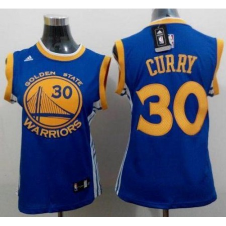 Warriors #30 Stephen Curry Blue Women's Road Stitched NBA Jersey