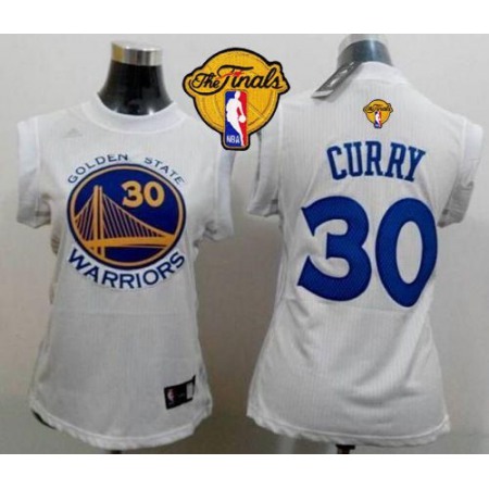 Warriors #30 Stephen Curry White The Finals Patch Women Fashion Stitched NBA Jersey