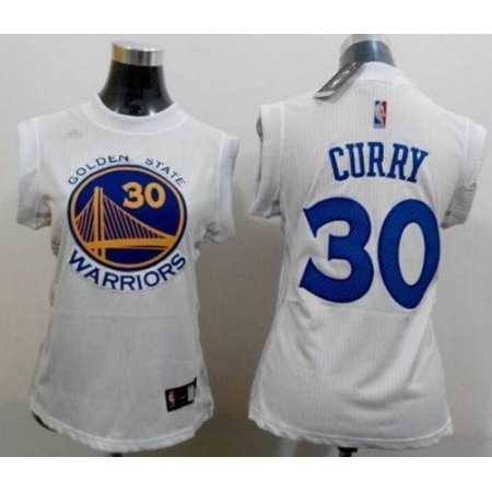 Warriors #30 Stephen Curry White Women Fashion Stitched NBA Jersey