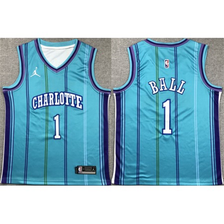Youth Charlotte Hornets #1 LaMelo Ball Purple Stitched Basketball Jersey