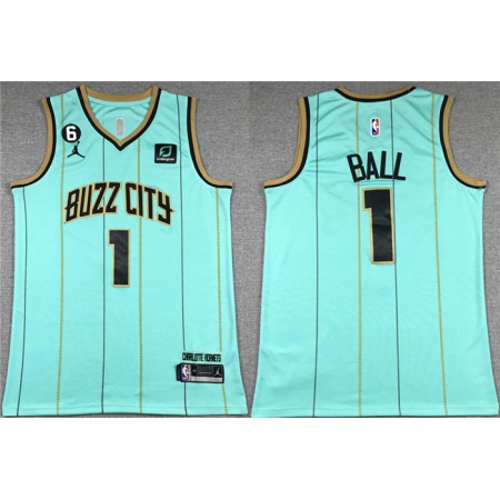 Youth Charlotte Hornets #1 LaMelo Ball Teal No.6 Patch Stitched Basketball Jersey