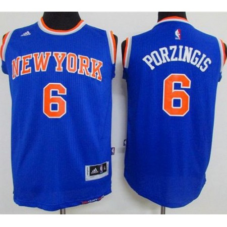 Knicks #6 Kristaps Porzingis Blue Stitched Youth NBA Jersey