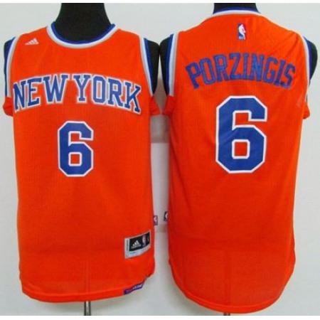 Knicks #6 Kristaps Porzingis Orange Stitched Youth NBA Jersey