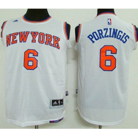 Knicks #6 Kristaps Porzingis White Stitched Youth NBA Jersey