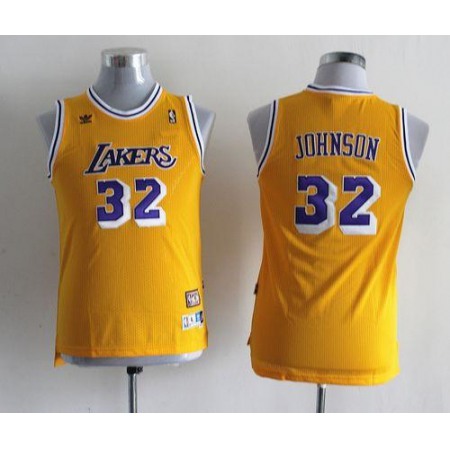 Lakers #32 Magic Johnson Yellow Throwback Stitched Youth NBA Jersey