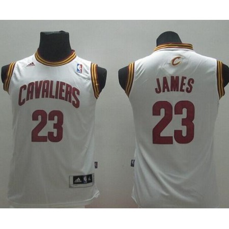 Revolution 30 Cavaliers #23 LeBron James White Stitched Youth NBA Jersey