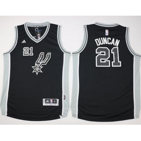 Spurs #21 Tim Duncan Black New Road Youth Stitched NBA Jersey