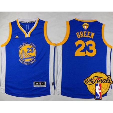 Warriors #23 Draymond Green Blue The Finals Patch Stitched Youth NBA Jersey