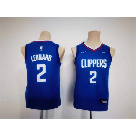 Youth Los Angeles Clippers #2 Kawhi Leonard Royal Stitched Basketball Jersey