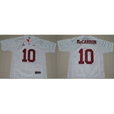 Crimson Tide #10 AJ McCarron White 2016 College Football Playoff National Championship Patch Stitched NCAA Jersey