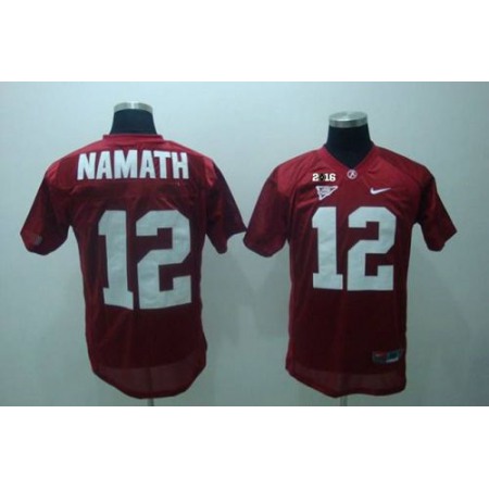 Crimson Tide #12 Joe Namath Red 2016 College Football Playoff National Championship Patch Stitched NCAA Jersey