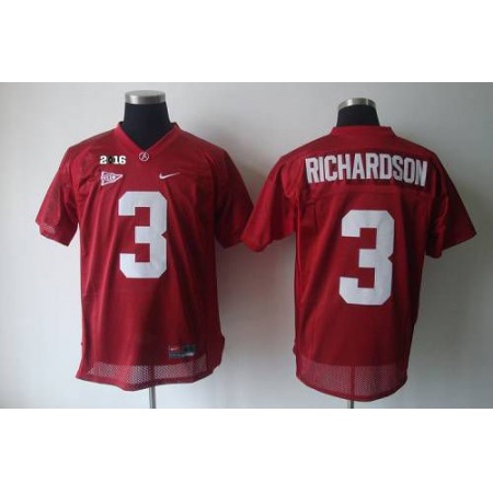 Crimson Tide #3 Trent Richardson Red 2016 College Football Playoff National Championship Patch Stitched NCAA Jersey