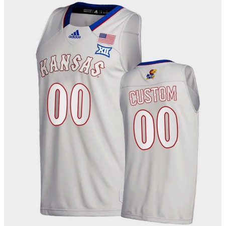 Men's Kansas Jayhawks Custom Gray Stitched Basketball Jersey