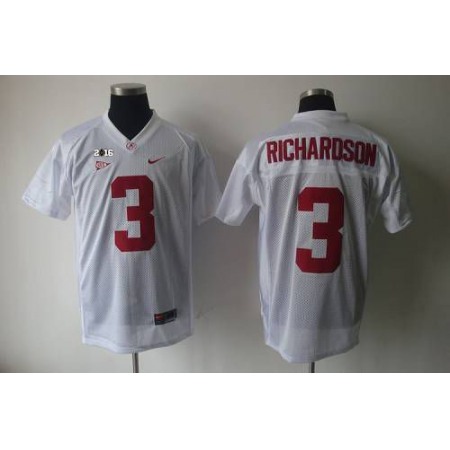 Crimson Tide #3 Trent Richardson White 2016 College Football Playoff National Championship Patch Stitched NCAA Jersey