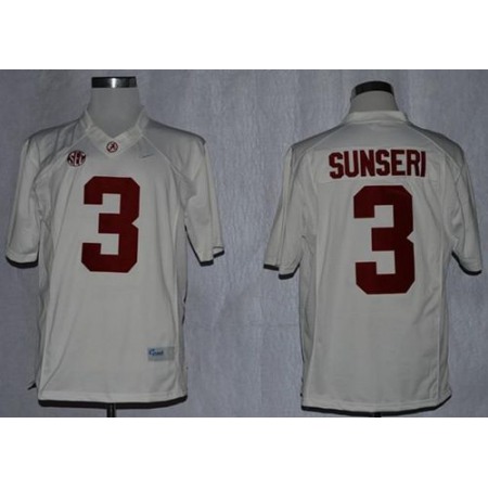 Crimson Tide #3 Vinnie Sunseri White Limited Stitched NCAA Jersey