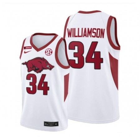 Men's Arkansas Razorbacks #34 Corliss Williamson 2021 White Stitched Jersey