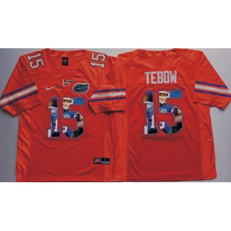 Gators #15 Tim Tebow Orange Player Fashion Stitched NCAA Jersey