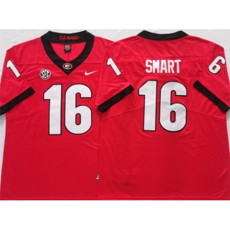 Georgia Bulldogs #16 Smart Red Stitched Jersey