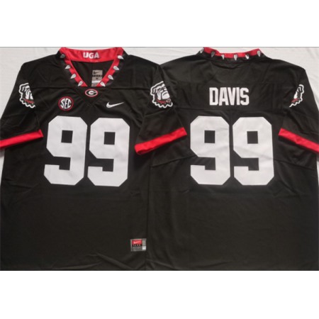 Men's Georgia Bulldogs #99 DAVIS Black College Football Stitched Jersey