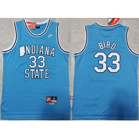 Men's Indiana State Sycamores #33 Larry Bird Blue Stitched Jersey
