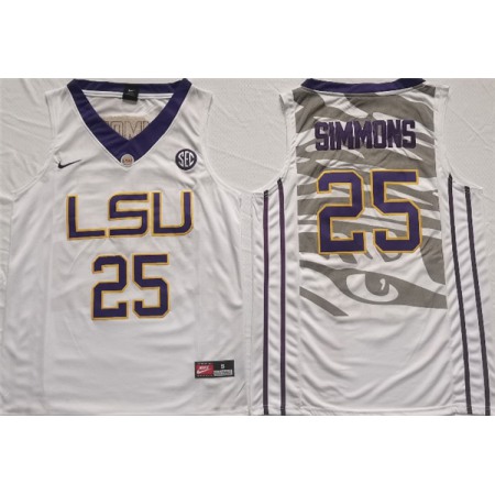 Men's LSU Tigers #25 Ben Simmons White Stitched Jersey