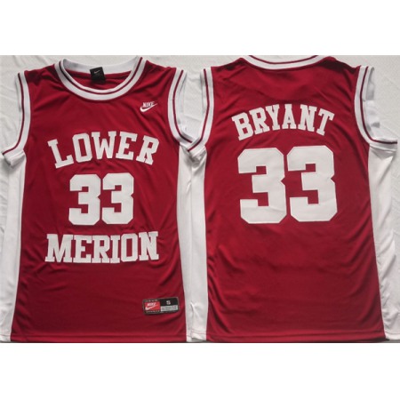 Men's Lower Merion #33 Kobe Bryant Red Stitched Jersey