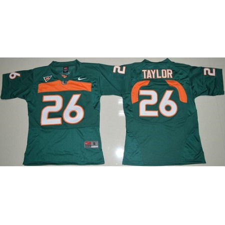 Hurricanes #26 Sean Taylor Green Stitched Youth NCAA Jersey