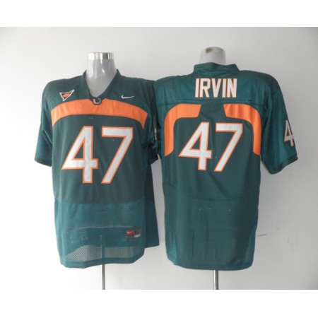 Hurricanes #47 Michael Irvin Green Stitched NCAA Jerseys