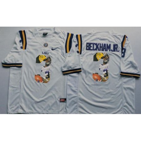 LSU Tigers #3 Odell Beckham Jr White Player Fashion Stitched NCAA Jersey