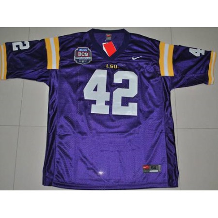 LSU Tigers #42 Michael Ford Purple 2012 BCS Championship Patch Stitched NCAA Jersey